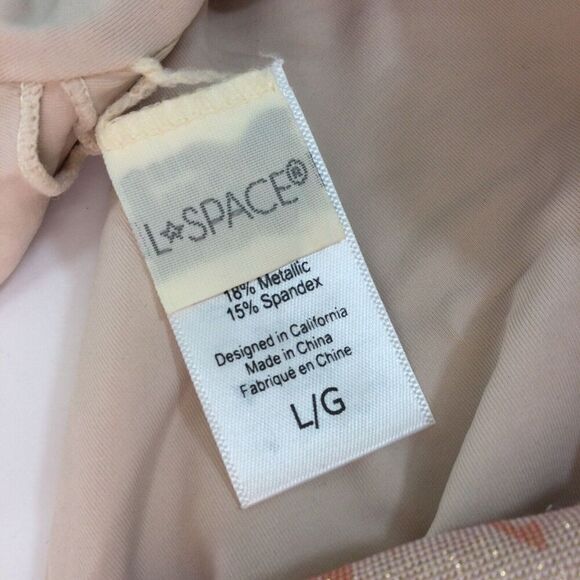 L*Space Lizzie Tie Dye Peach Pink Shimmer Camacho 2 Pc Bikini Top & Bottom Large - Picture 7 of 9